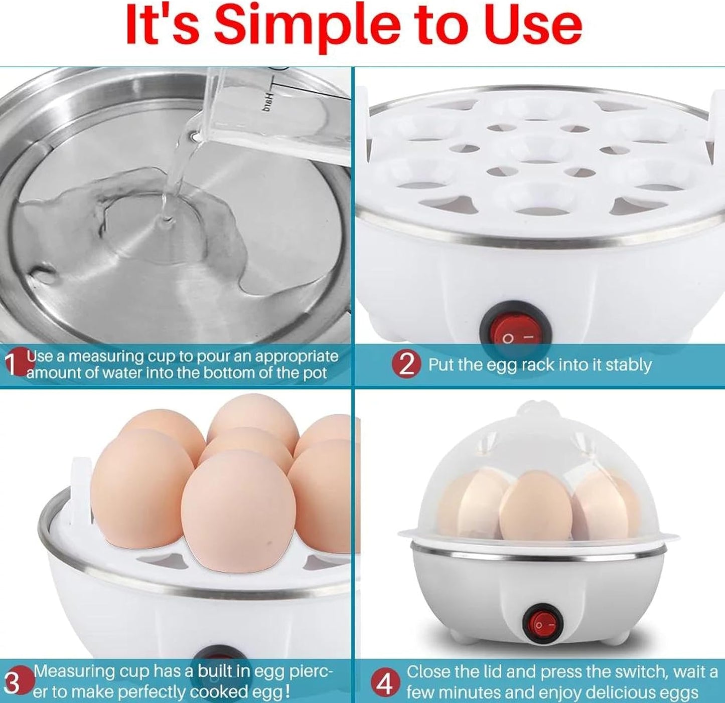 Egg poucher, 350W Electric Egg Beater, White Egg Steamer, Egg Cooker