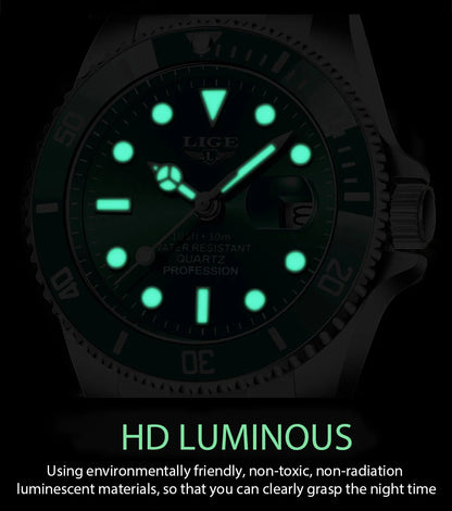 Reloj LIGE Top Brand Luxury Fashion Diver Watch Men Waterproof Date Clock Sport Watches Mens Quartz Wristwatch Relogio Masculino